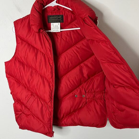 Eddie Bauer Women's Vtg Puffer Vest Jacket M Red Quilted Full Zip Down Insulated - Picture 4 of 7